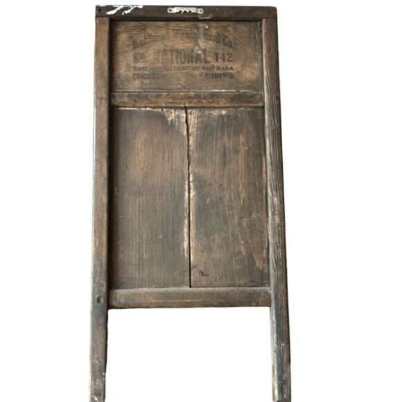 Vintage Solid Wood Recipe Box & Washboard Strawberry Motif Rustic Kitchen Decor - Picture 10 of 11